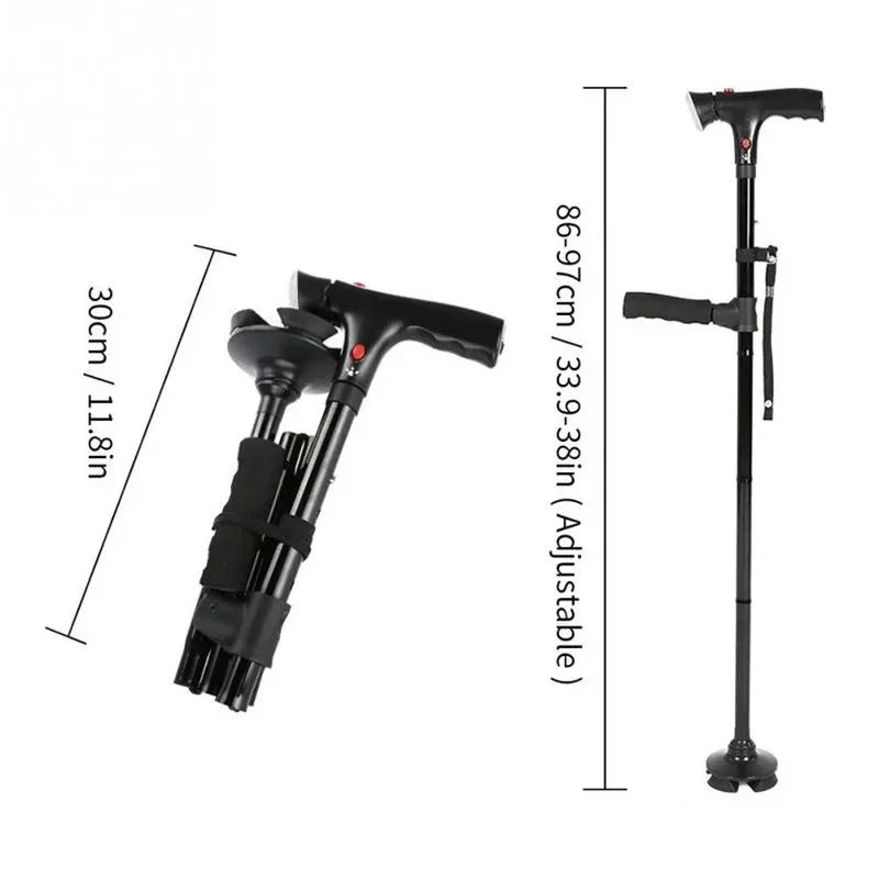 EzyStep™ - Collapsible Elderly Support Cane LED & Alarm