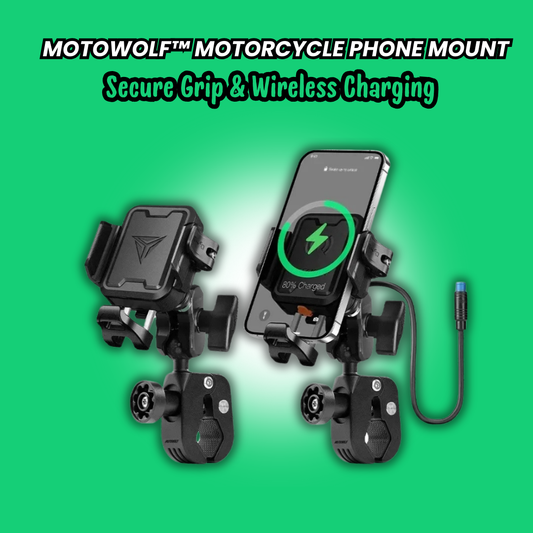 Motowolf™ Motorcycle Phone Mount – Secure Grip & Wireless Charging