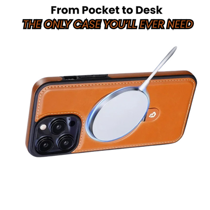 Premium Magnetic Leather iPhone Case with Kickstand & MagSafe