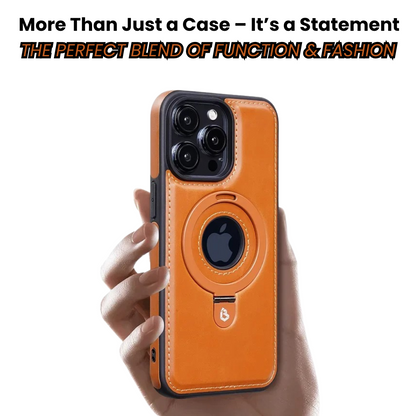 Premium Magnetic Leather iPhone Case with Kickstand & MagSafe
