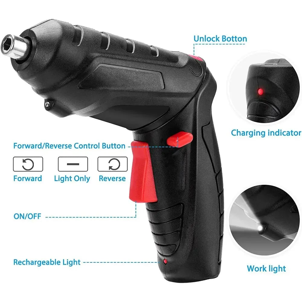 Mini portable cordless electrical screwdriver