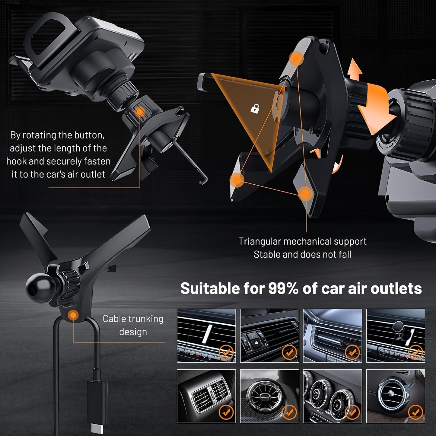 🚗 SmartSense™ Wireless Car Mount – Intelligent Induction Charging & Auto-Clamp