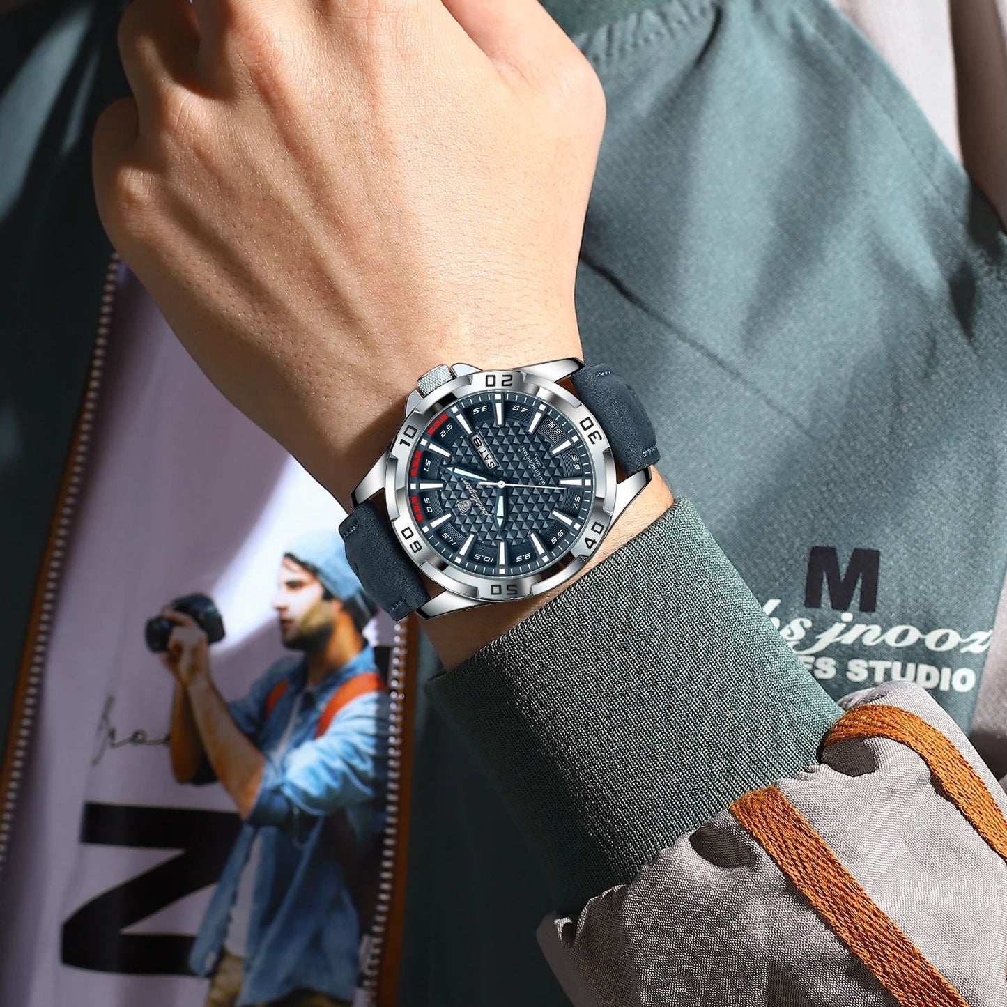 POEDAGAR Original Men Luxury Watch with Soft Strape