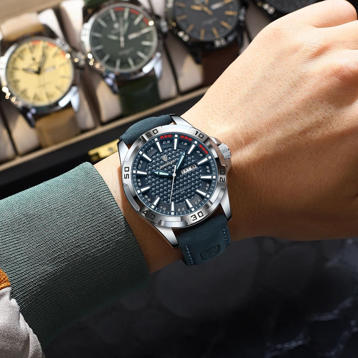 POEDAGAR Original Men Luxury Watch with Soft Strape