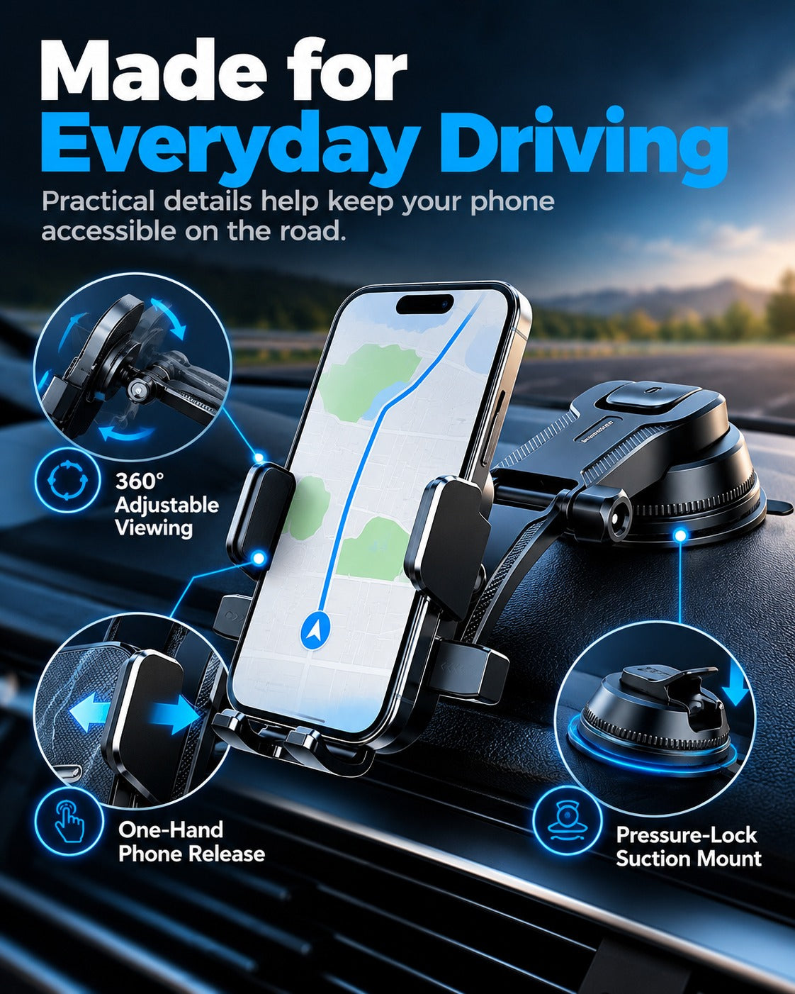 Dashboard car phone holder