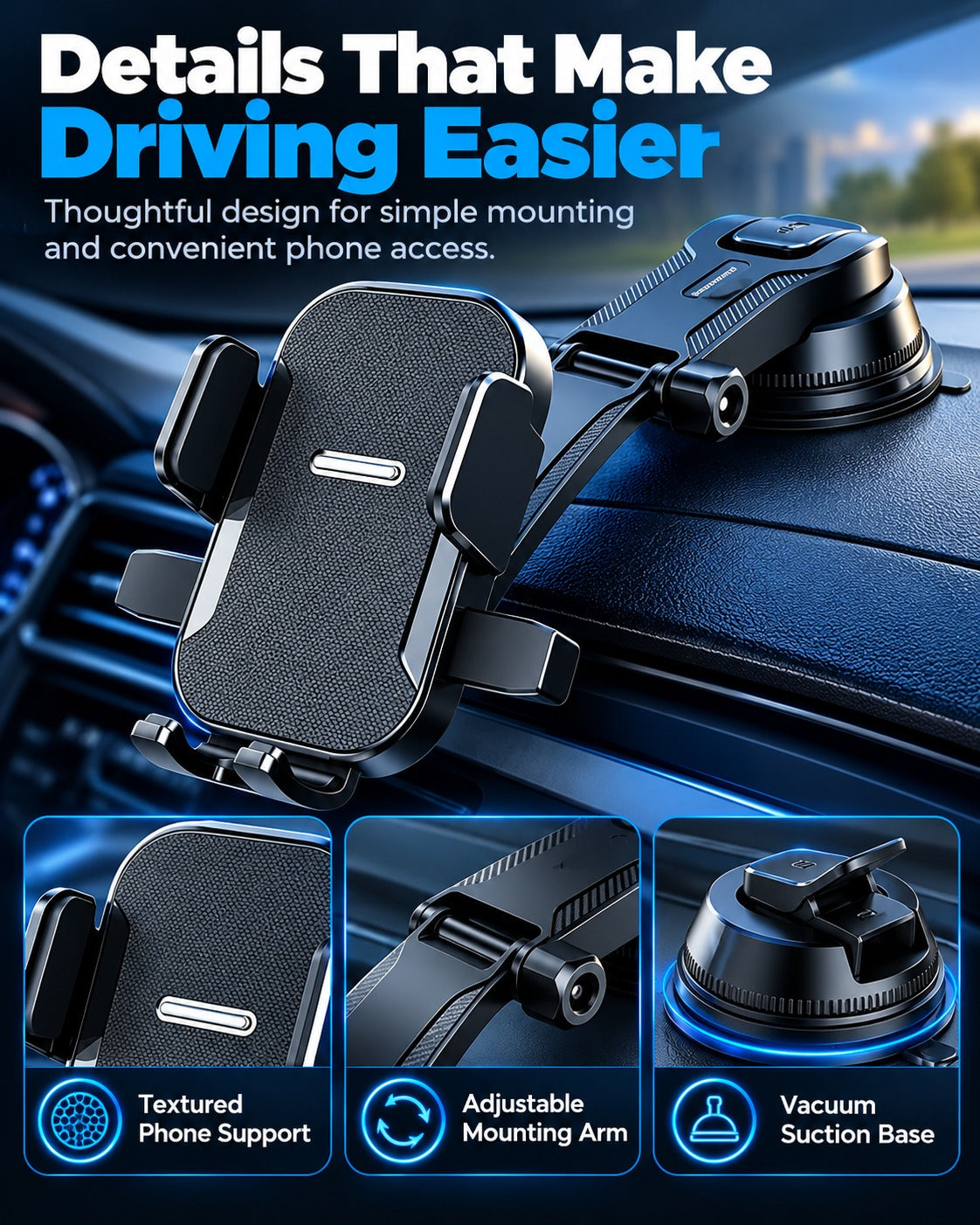 Dashboard car phone holder