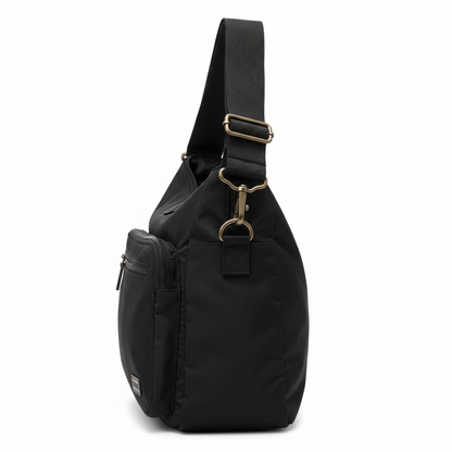 Side view of large capacity shoulder bag