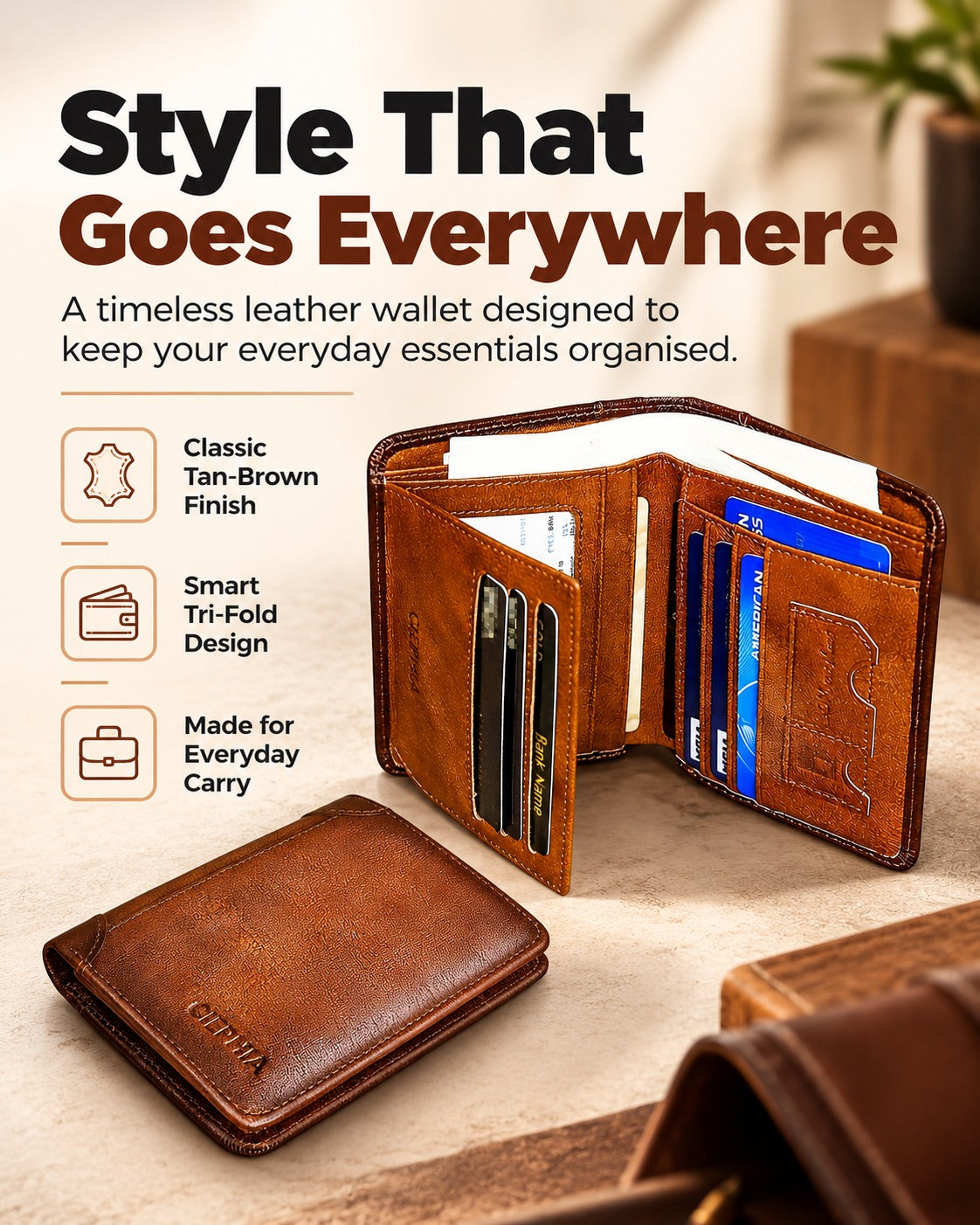Leather wallet section 1