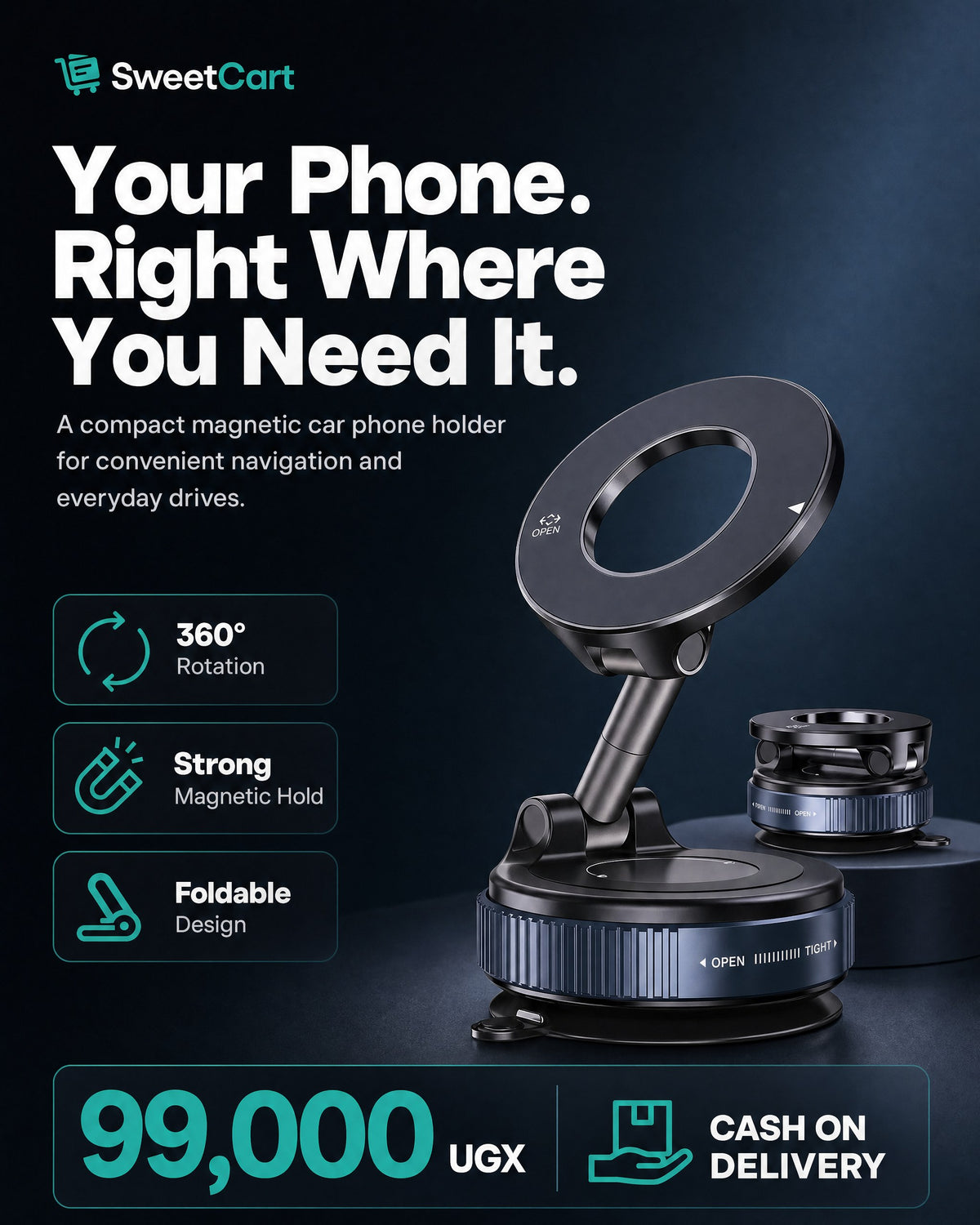 Magnetic car phone holder - section 1