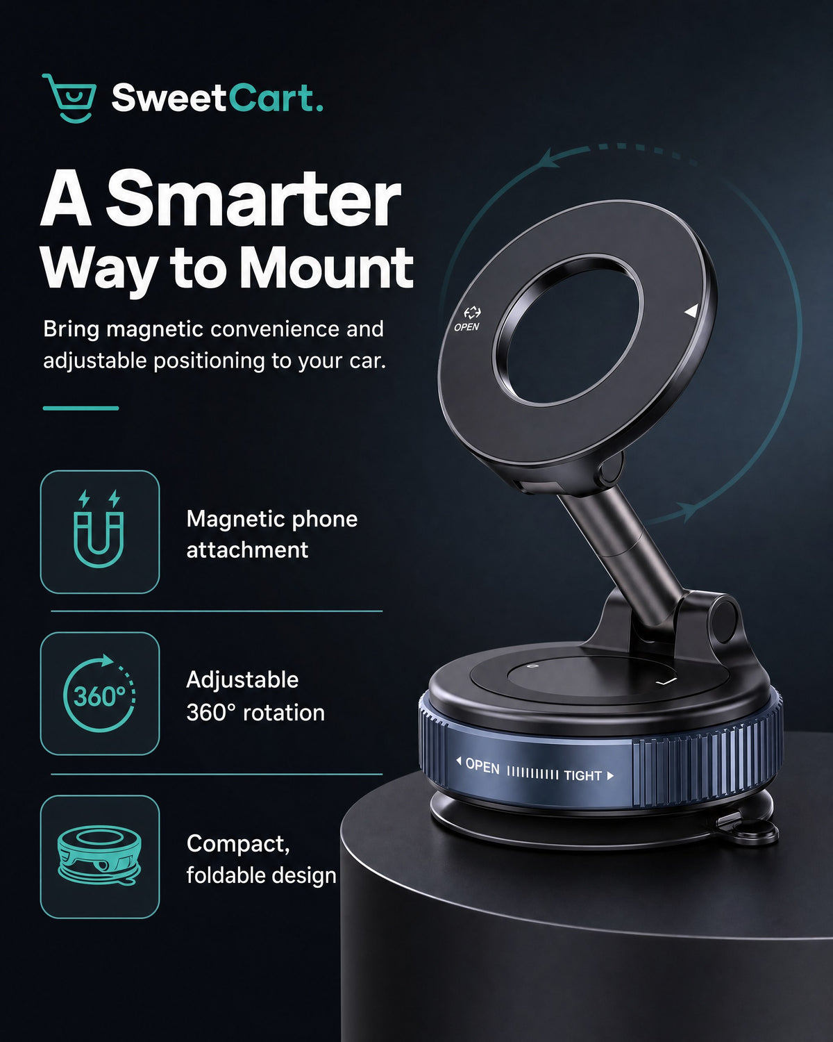 Magnetic car phone holder - section 3