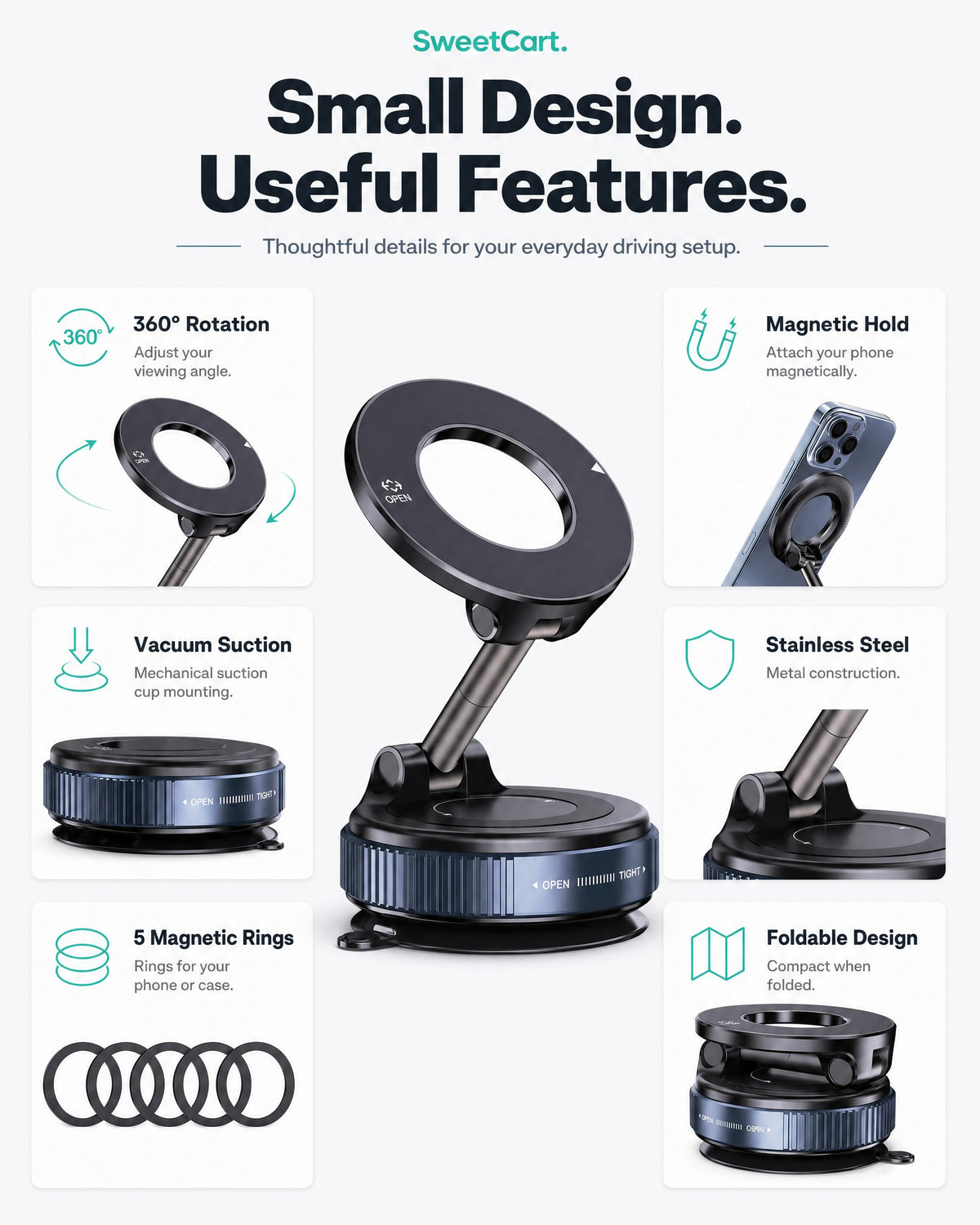 Magnetic car phone holder - section 4